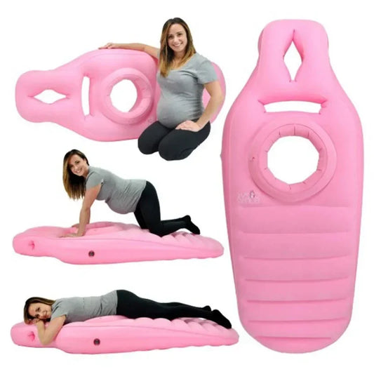 Pregnancy Lounging Mat with Belly Opening, Inflatable Maternity Body Pillow with Flocked PVC Surface, 170 cm Rest Cushion for Expecting Moms