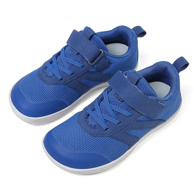 Children’s Minimalist Barefoot Sneakers with Wide Fit, Zero-Drop Design, Mesh Panels and Adjustable Strap for Boys and Girls Everyday Wear