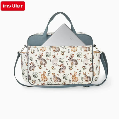 Diaper Tote Bag with Wide Opening and Printed Front Pockets, Large Capacity Baby Essentials Organizer for Moms, Travel and Everyday Outings