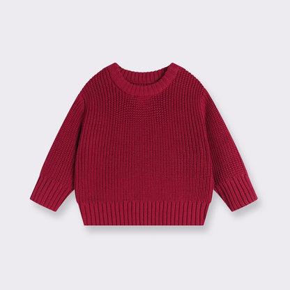 Cotton Crewneck Baby Sweater for Boys and Girls, Long Sleeve Ribbed Knit Pullover for Infants and Kids, Everyday Cool Weather Layering
