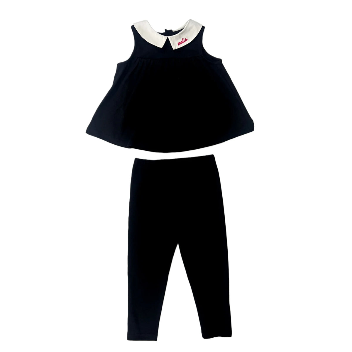 Black and White Collar Kids Outfits, Girls Long Dress and Baby Clothing Set Options with Contrast Collar Detail and Cardigan for Sibling Photos