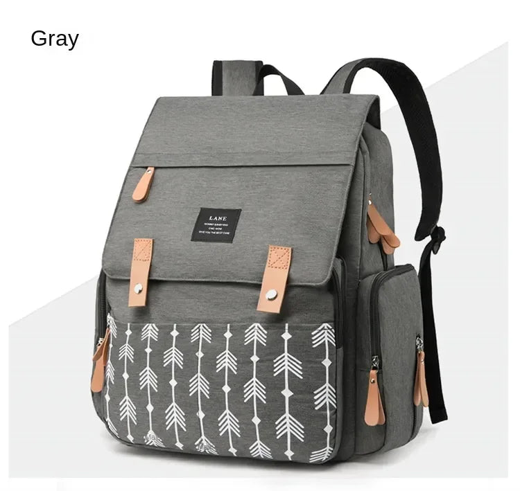 Flap-Top Diaper Backpack with Front Storage Pockets, Two Stroller Hooks and 53 x 34 cm Changing Mat for Baby Essentials and Everyday Parent Outings