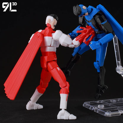 Articulated Superhero Action Figure, 3D Printed PETG Collectible with 30+ Poseable Joints, Interchangeable Parts and Accessories for Display