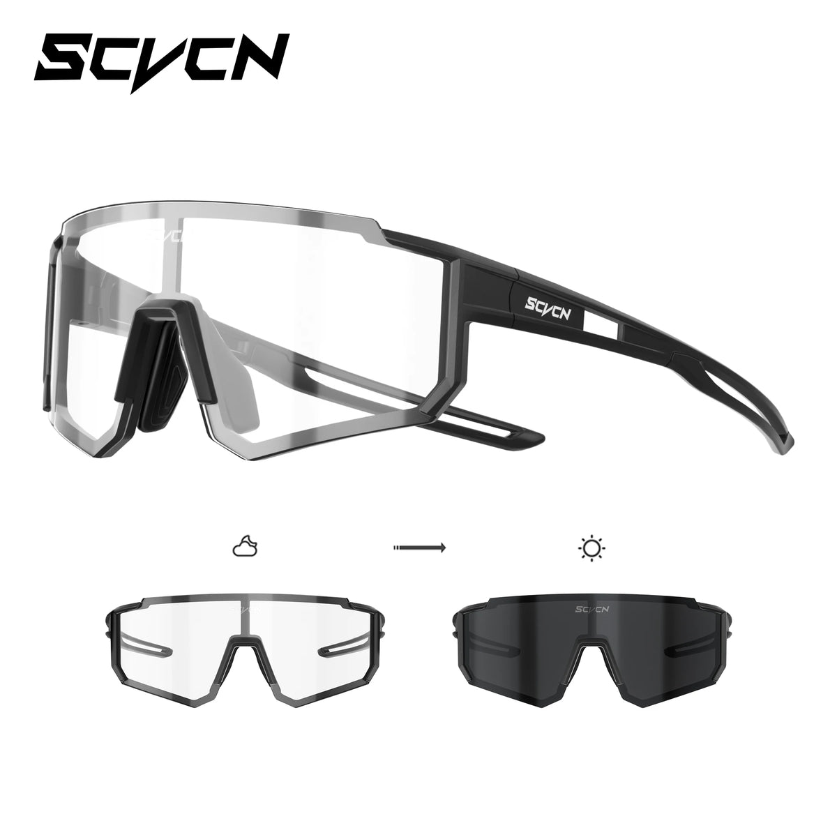 Kids Cycling Sunglasses by SCVCN for Ages 6-14, UV400 TR90 Sports Eyewear with Adjustable Nose Pads and Photochromic or Polarized Options