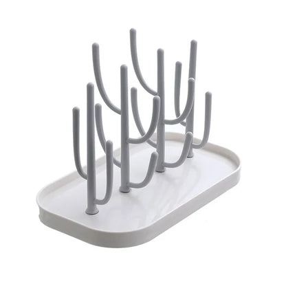 Detachable Baby Bottle Drying Rack with Branch Holders and Water Catch Tray, ABS and PP Countertop Drainer for Bottles and Feeding Accessories