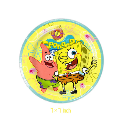 SpongeBob Birthday Party Supplies with Patrick Star, Disposable Plates, Cups, Balloons and Decoration Options for Kids Celebrations