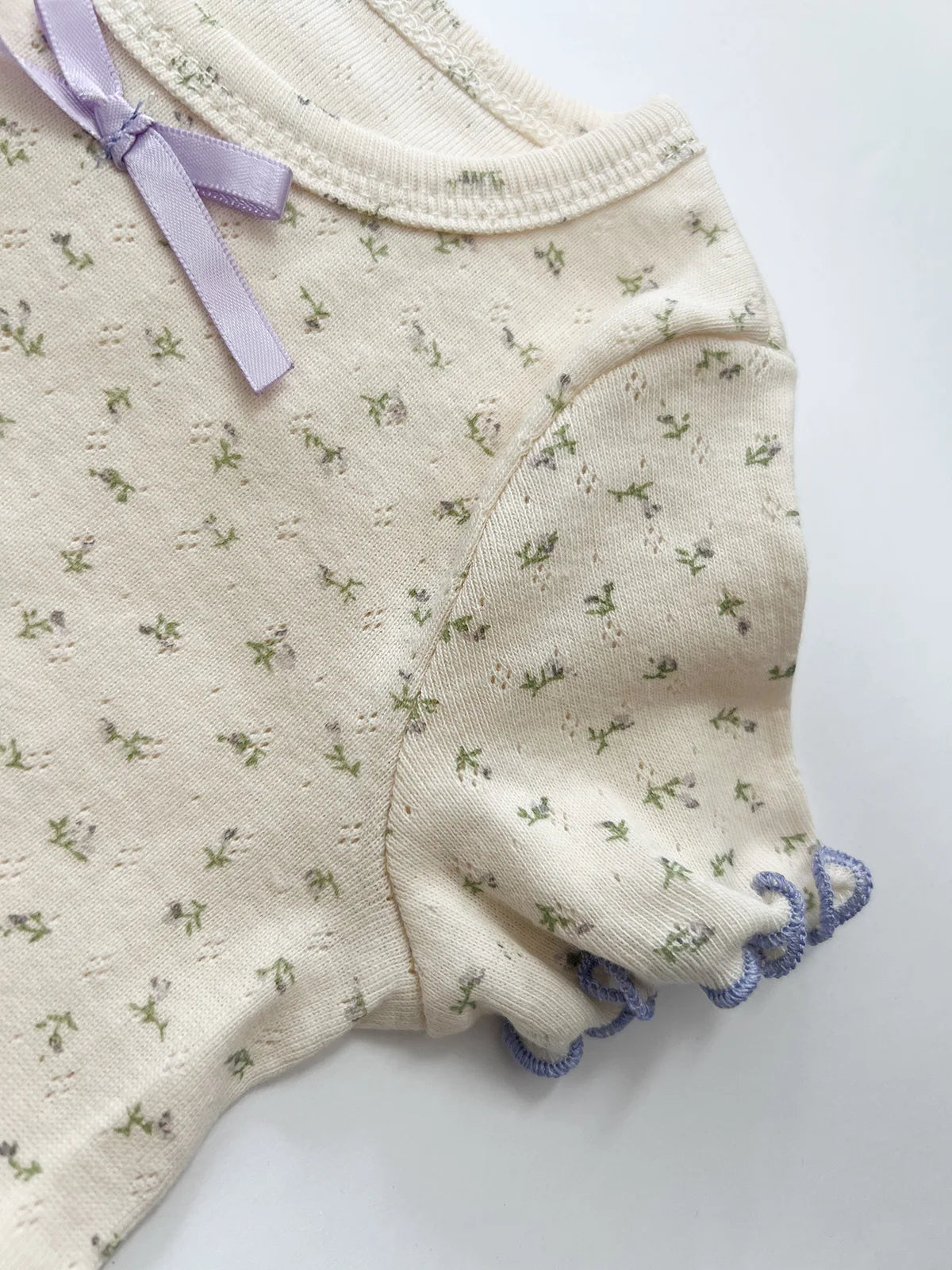 Cherry Print Girls Cotton Pajama Set, Cream Long Sleeve Top and Matching Pants with Red Picot Trim, Two-Piece Toddler Homewear, 1-6T