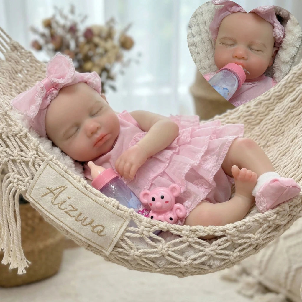 Handmade Reborn Baby Doll, 13-Inch Pascale Full Body Soft Silicone Girl with Hand-Painted Details and Open-Mouth Design for Gentle Collecting