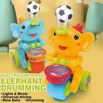 Musical Elephant Crawling Toy with Walking Action, Floating Ball, LED Lights and Drum Sounds for Supervised Baby Floor Play and Gifts