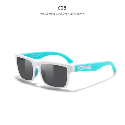 Kids Square Polarized Sunglasses by KDEAM, Lightweight TR90 Frames with Silicone Nose Pads for Boys and Girls Outdoor Play and Travel