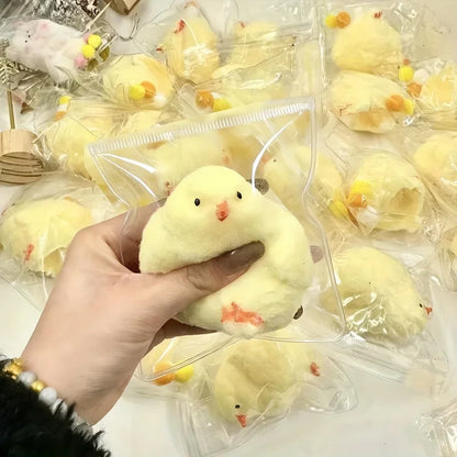 Chick Squishy Toy, 1-Piece Yellow Slow-Rebound Animal Squeeze Fidget for Tactile Play, Easter Basket Gifts, Birthday Favors and Classroom Prizes