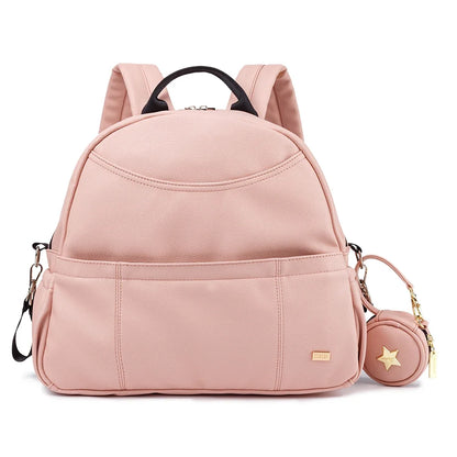 PU Diaper Bag Backpack with Zippered Storage and Front Pockets, 34 x 14 x 32 cm Baby Essentials Organizer for Parents and Everyday Outings