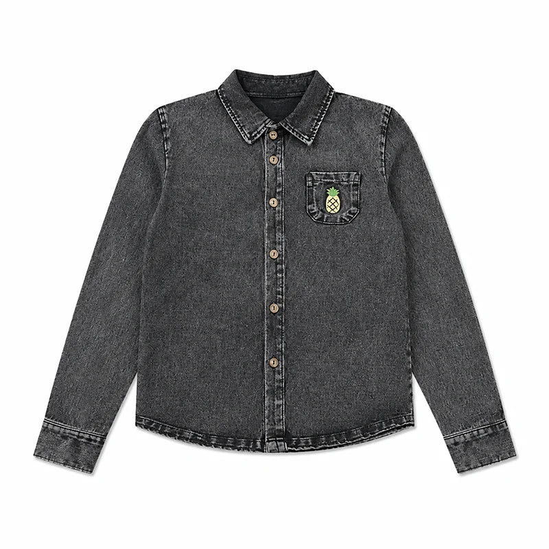 Black Denim Family Matching Outfits with Embroidered Details, Girls Dresses and Skirts, Boys Shirts and Baby Sets for Sibling Photos