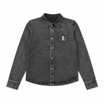 Black Denim Family Matching Outfits with Embroidered Details, Girls Dresses and Skirts, Boys Shirts and Baby Sets for Sibling Photos