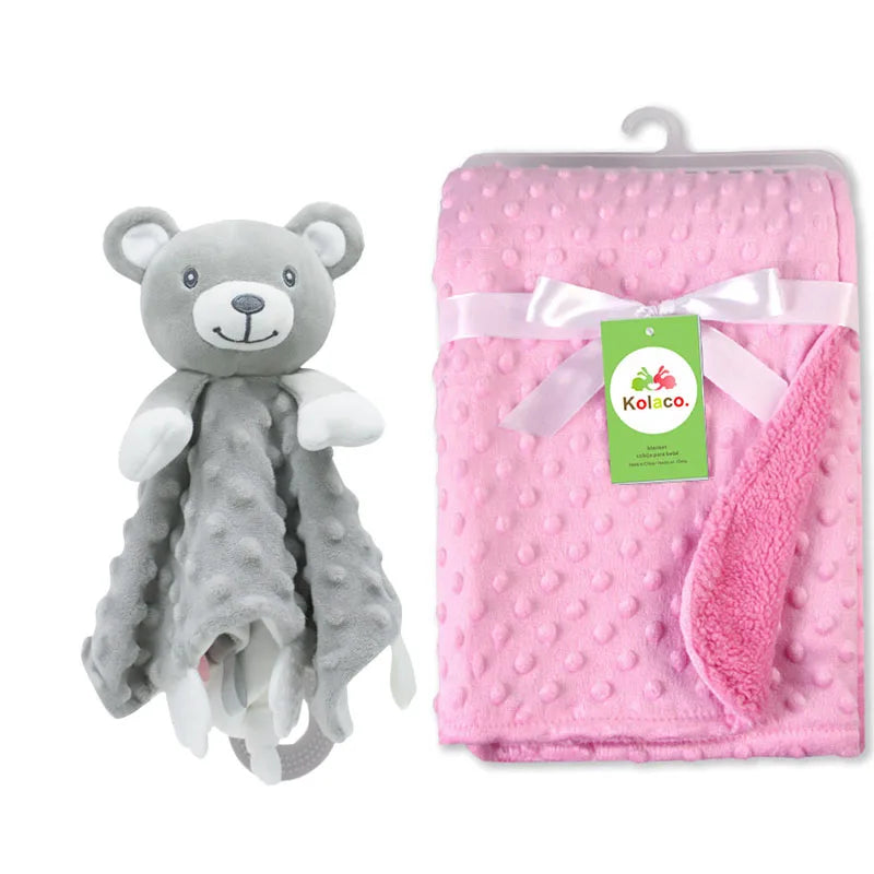 Personalized Minky Baby Blanket and Animal Lovey Options with Custom Name Embroidery, Textured Dot Keepsake for Boys and Girls and Baby Shower Gifts