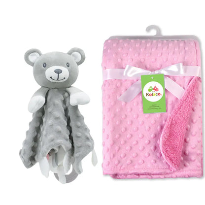 Personalized Minky Baby Blanket and Animal Lovey Options with Custom Name Embroidery, Textured Dot Keepsake for Boys and Girls and Baby Shower Gifts
