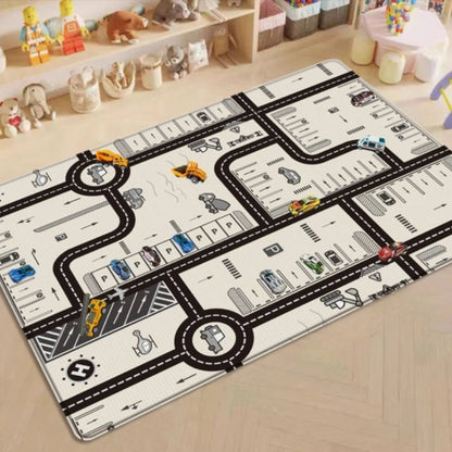 Foldable Baby Activity Mat with Double-Sided Prints, LDPE Padded Wipe-Clean Floor Surface and Carry Bag for Supervised Tummy Time and Toddler Play