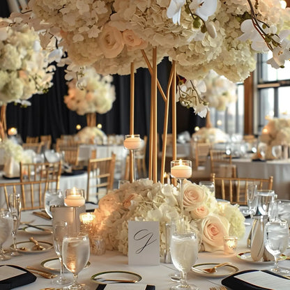 Silk Hydrangea Flower Heads, 25-Piece Artificial Flowers with Flexible Stems for DIY Wedding Centerpieces, Baby Shower and Home Party Decor
