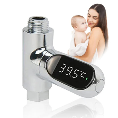 Inline Shower Water Thermometer with Large LED Temperature Display, First or Second Generation Options for Parent-Managed Bath Preparation