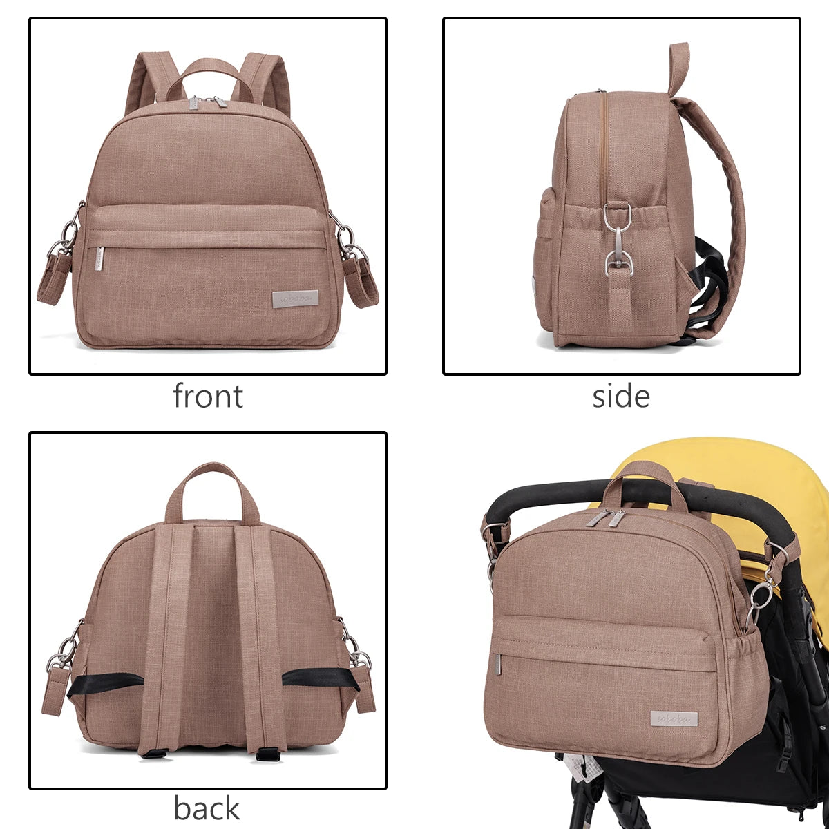 Parent Diaper Backpack by Soboba with Front Zip Pocket and Top Carry Handle, Solid-Color Baby Changing Bag for Newborn Supplies and Daily Outings