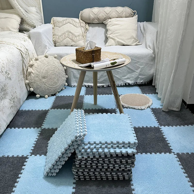Interlocking Carpet Floor Tiles, Plush 30 cm EVA Foam Puzzle Squares with 1 cm Cushioning for Nursery Corners and Kids Indoor Playrooms