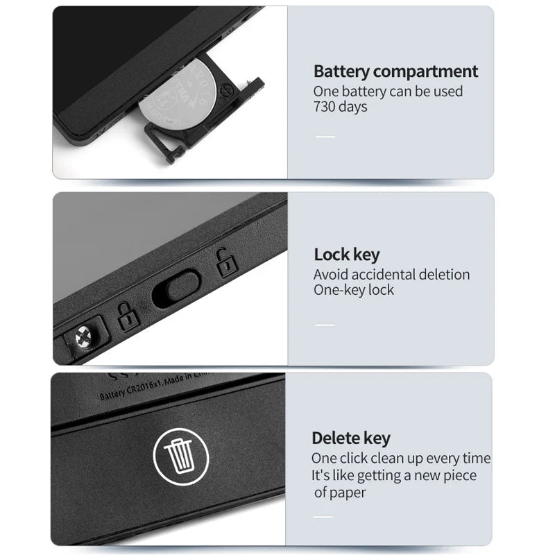 Pocket LCD Writing Pad, 6.5-Inch Full-Screen Fine-Line Tablet with Magnetic Stylus for Meeting Notes, Quick Sketches and Handwriting Practice