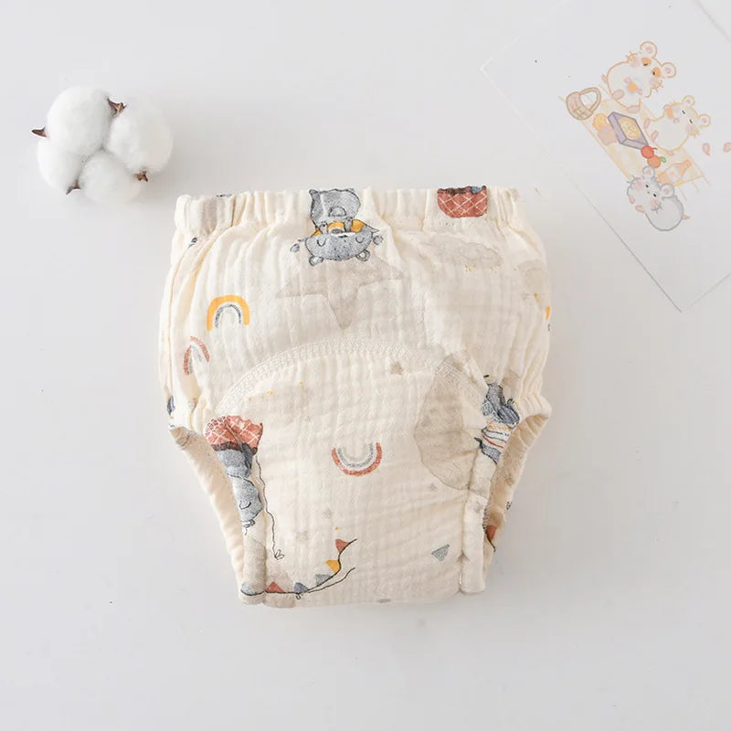 Printed Cotton Potty Training Pants, Single Reusable Learning Underwear with Pull-On Waist for Babies and Toddlers in Sizes 80–110