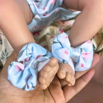 Blue Eyed Reborn Baby Doll Felicia with Hand-Rooted Hair and Soft Cloth Body, 18–19 Inch Vinyl Details, Clothes, Bottle and Random Pacifier