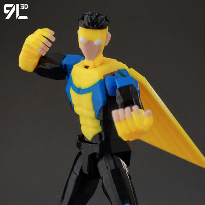 Articulated Superhero Action Figure, 3D Printed PETG Collectible with 30+ Poseable Joints, Interchangeable Parts and Accessories for Display