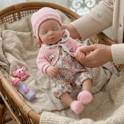 Handmade Reborn Baby Doll, 13-Inch Pascale Full Body Soft Silicone Girl with Hand-Painted Details and Open-Mouth Design for Gentle Collecting