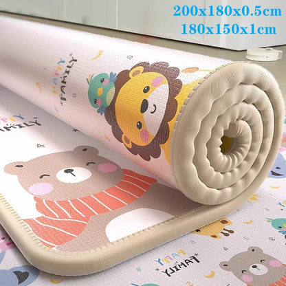 Double-Sided Baby Floor Mat with Animal and Scene Prints, Foldable Foam Crawling Rug in Five Size and Thickness Options for Supervised Play