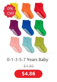 Cotton-Rich Baby Non-Slip Socks 12-Pair Pack, Crew Grip Socks with Ribbed Cuffs and Stretch Fit for Infant and Toddler Boys and Girls