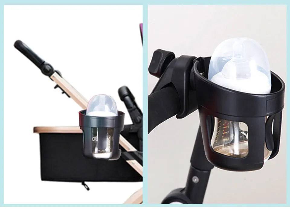 Stroller Bottle and Cup Holder with Clamp Mount and Optional Phone Slot, Single-Cup or Combination Storage Accessory for Walks and Family Outings