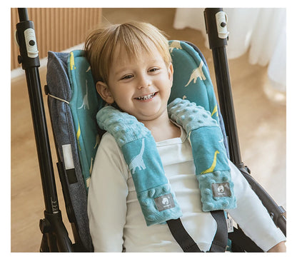 Stroller Liner and Harness Cover Set, Soft Printed Seat Cushion with Matching Strap Pads and Textured Panels in Five Decorative Print Options