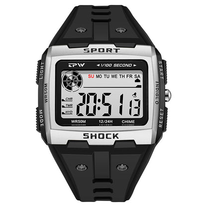 Colorful Link Digital Watch, Kids Block-Inspired Wristwatch with LED Backlight, Adjustable Plastic Band, Alarm, Calendar and Stopwatch for Daily Wear