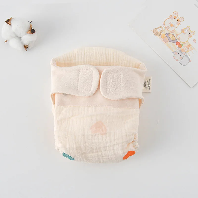 Baby Wrap Cloth Diaper with Adjustable Waist Tabs, Reusable Cotton Nappy in Animal and Rainbow Prints, Single-Piece Infant Changing Essential