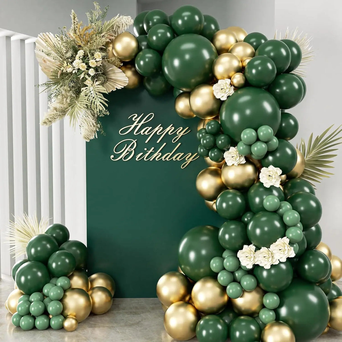 Green and Gold Balloon Garland Kit, 99-Piece Balloon Arch Decorations for Baby Showers, Gender Reveals, Birthdays, Weddings and Engagement Parties