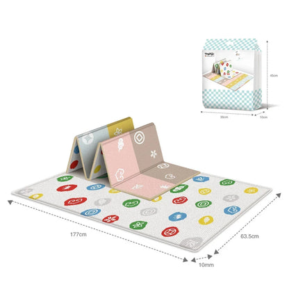 Foldable Baby Activity Mat with Double-Sided Prints, LDPE Padded Wipe-Clean Floor Surface and Carry Bag for Supervised Tummy Time and Toddler Play