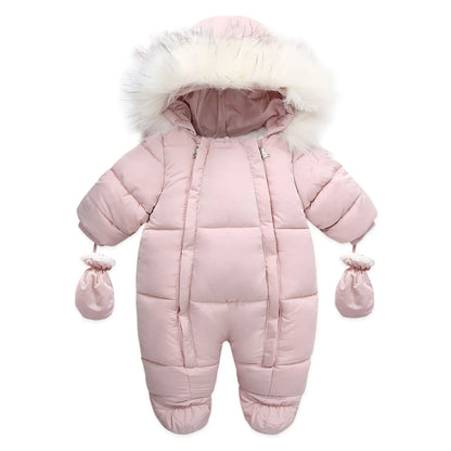 Infant Winter Snowsuit with Hood, Double Front Zippers and Quilted Design, Fleece-Lined Baby One-Piece for Boys and Girls, 3-24 Months
