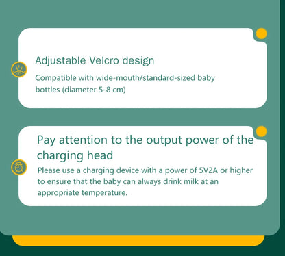 Digital Bottle Warming Wrap with 21 Temperature Levels, USB Powered Baby Milk Warmer Sleeve for Travel Using a 5V 2A External Power Source