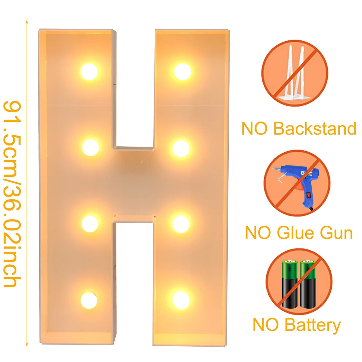 Giant Marquee Letter Frame Box, 91.5cm LED Light-Style Alphabet Display for DIY Names, Baby Showers, First Birthdays and Wedding Party Decor
