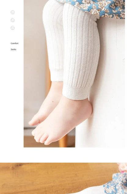 Ribbed Footless Leggings for Babies and Toddler Girls, Solid Color Knit Bottoms in Six Colors and Four Size Groups for Everyday Outfit Layering
