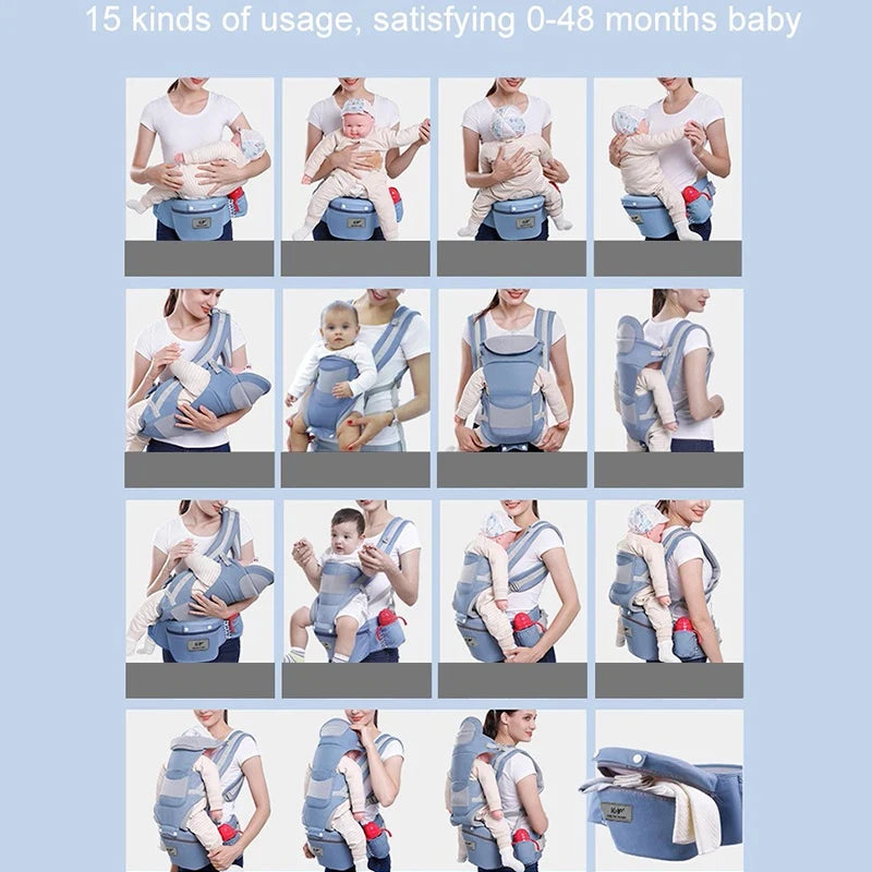 Hip Seat Baby Carrier with Padded Shoulder Straps, Wide Waist Belt and Zippered Storage Pocket, Babywearing Gear in Solid and Floral Color Options