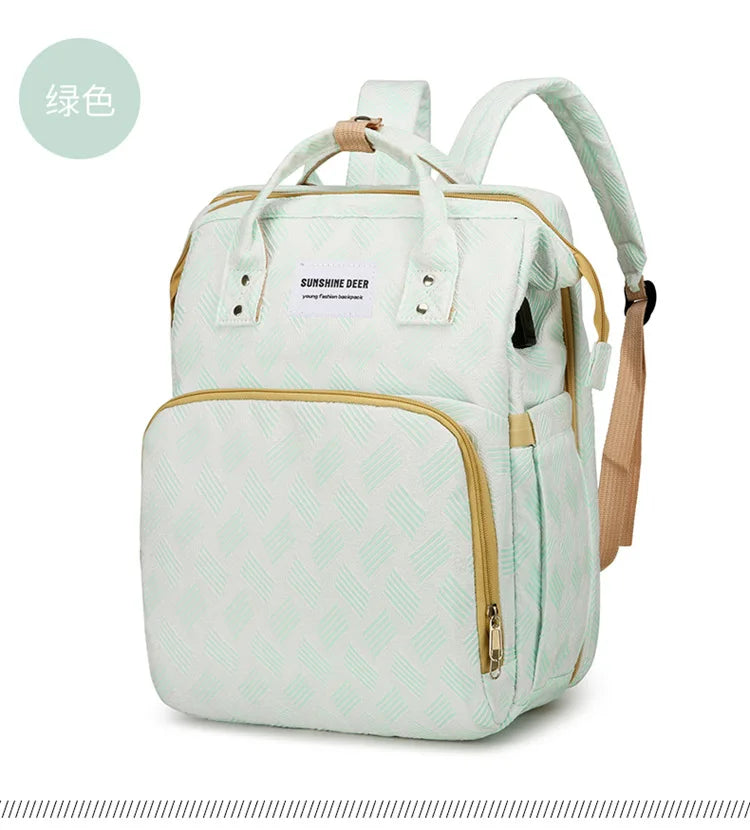 Convertible Diaper Bag Backpack with Fold-Out Changing Area and Stroller Hooks, 30 x 20 x 40 cm Baby Essentials Organizer for Parents