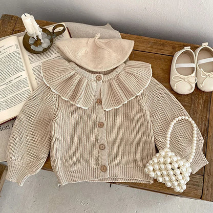 Baby Girl Knit Cardigan Sweaters with Long Sleeves, Korean-Style Infant and Toddler Layering Coats in Multiple Designs, Sizes 3M to 3T