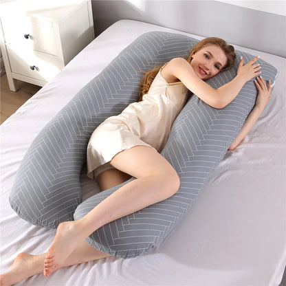 U-Shaped Pregnancy Body Pillow with Detachable Polyester Cover, PANGDUBE Maternity Cushion for Adult Rest, Approx. 115 x 55 cm