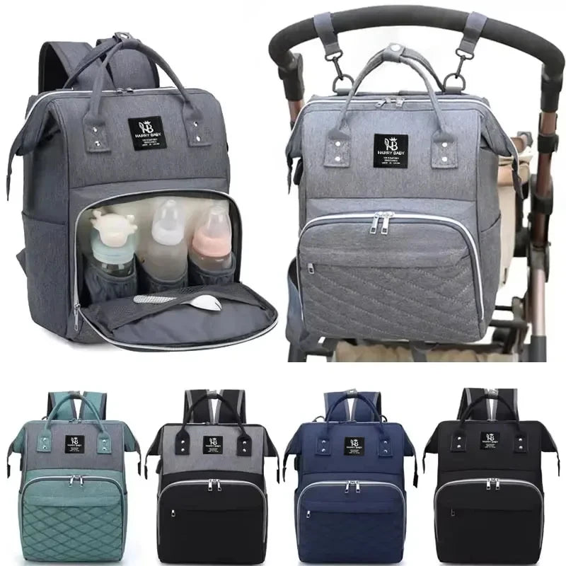 Diaper Backpack with Front Bottle Organizer and Carry Handles, Zippered Baby Essentials Bag in Five Colors for Parents and Everyday Outings