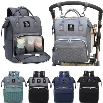 Diaper Backpack with Front Bottle Organizer and Carry Handles, Zippered Baby Essentials Bag in Five Colors for Parents and Everyday Outings