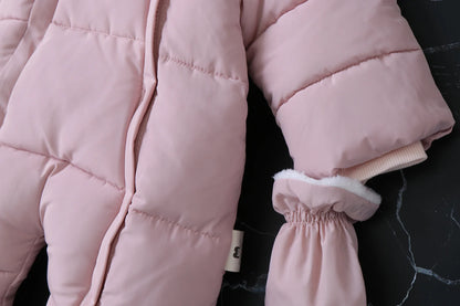Infant Winter Snowsuit with Hood, Double Front Zippers and Quilted Design, Fleece-Lined Baby One-Piece for Boys and Girls, 3-24 Months