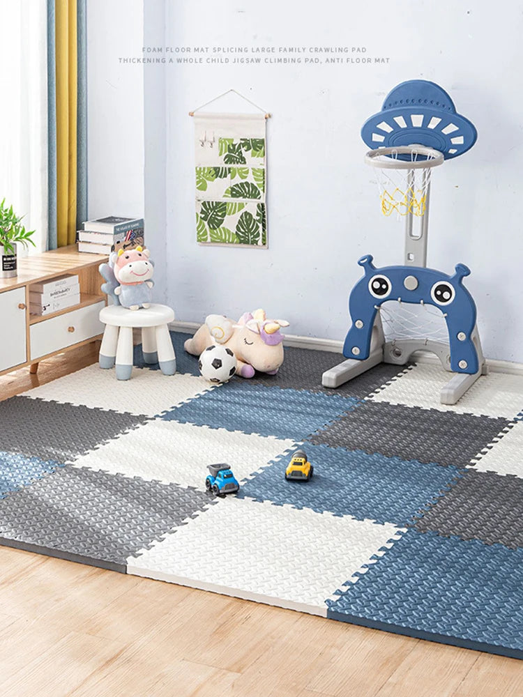 Interlocking Foam Play Mat Tiles for Kids, 1 cm Thick Textured Puzzle Floor Padding in 4, 8, 16 or 20 Pieces for Indoor Playrooms